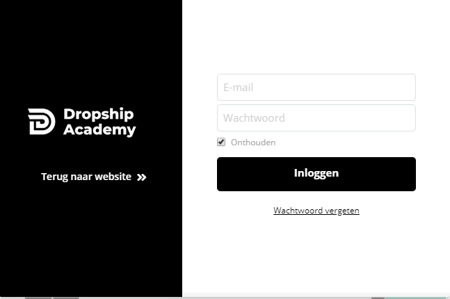 Dropship Academy: Inloggen